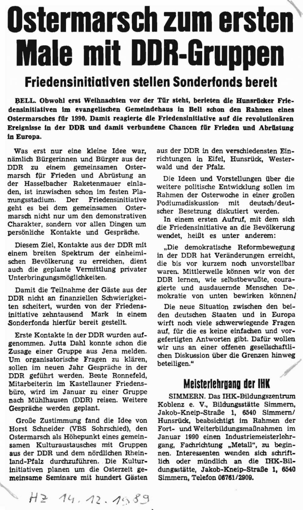 Hunsrücker Ostermarsch 1988