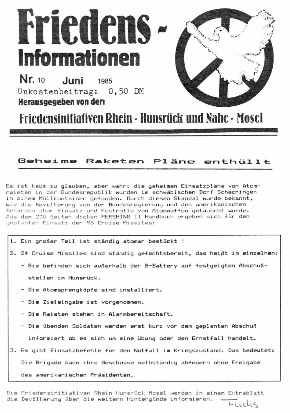 Friedensinfo 10 - Juni 1985