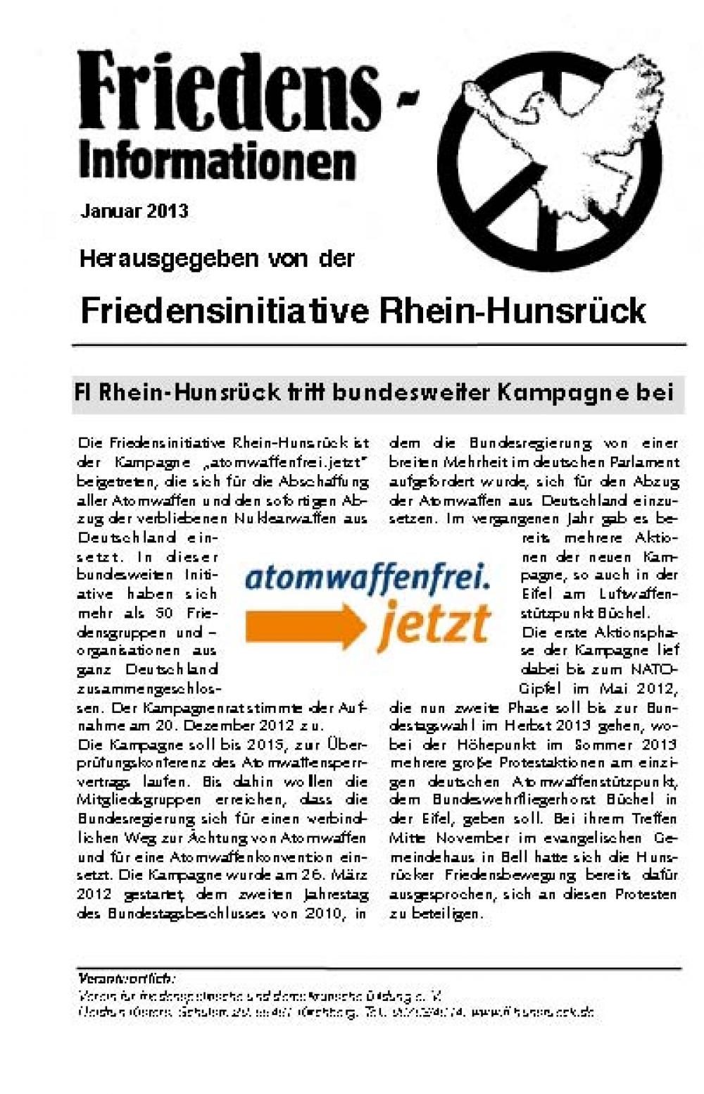 Neuauflage der Friedensinformationen