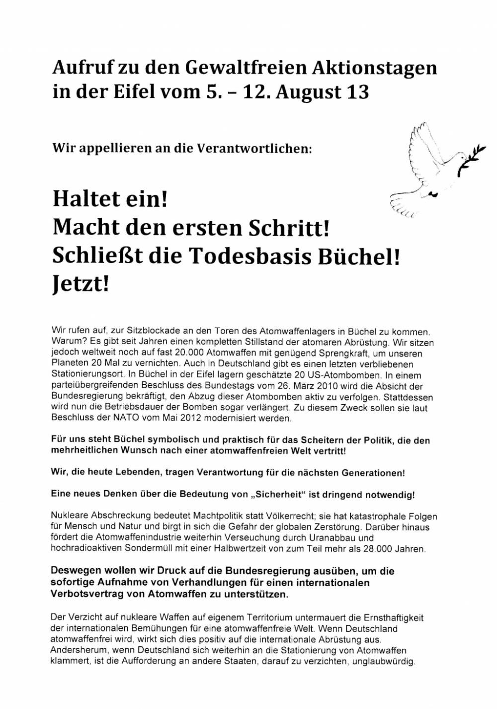 Hasselbach 1986 – Büchel 2013: Prozess wegen Blockadeaufruf